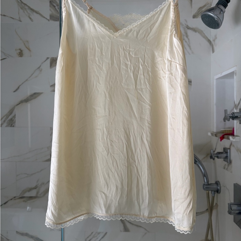 Anthropologie 100% Silk lace-trimmed Camisole